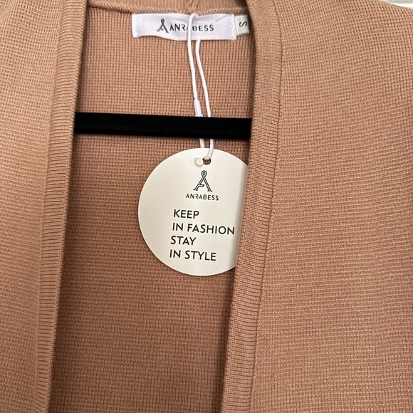 Elegant Tan Open Front Cardigan - Picture 2 of 3